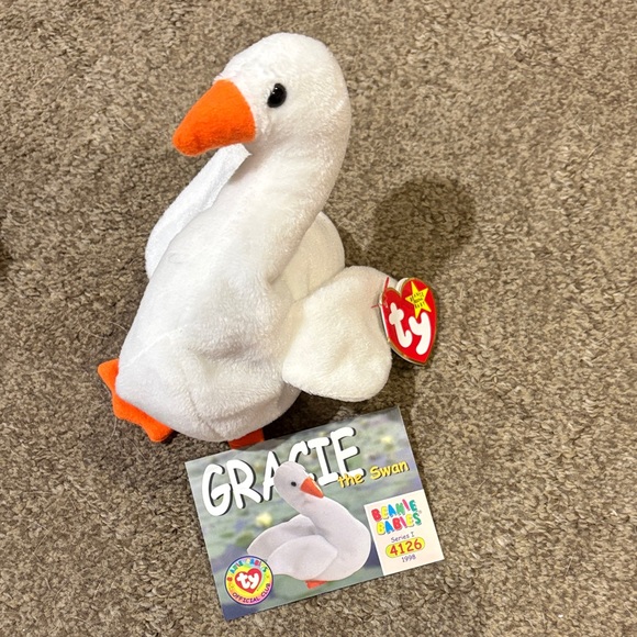 Ty Gracie Swan Plush - White and Orange - Picture 2 of 2